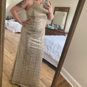 Gold sequin bridesmaid dress